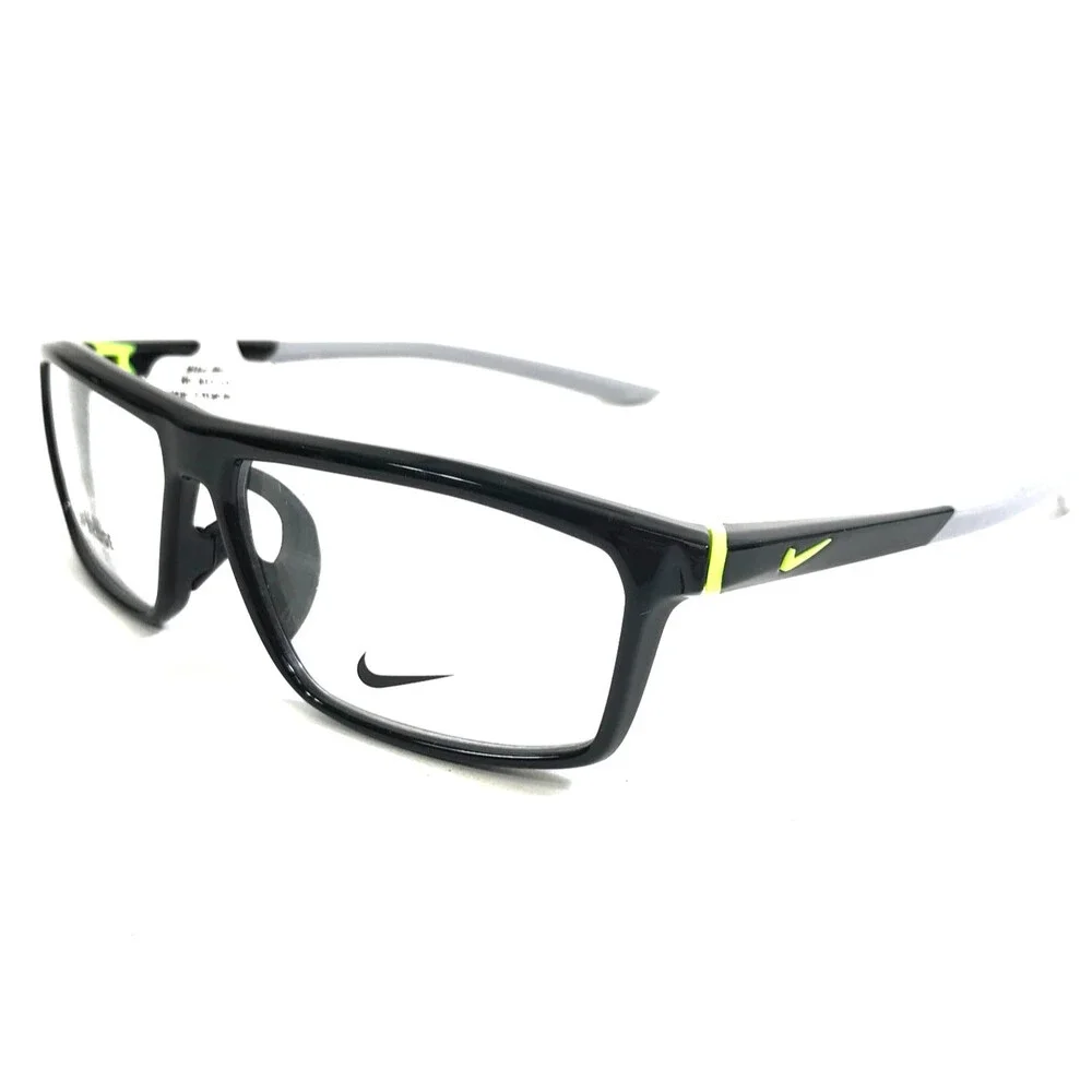 Nike Eyeglasses Frames 7083 UF 001 Black Gray Rectangle Full Rim 56-13-140